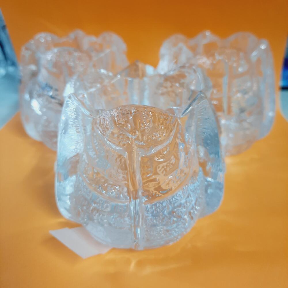 Set of 3 Eden Swedish Glass votive candle holders Signed Orrefors ca:1981-2001